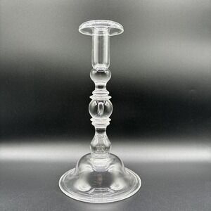Steuben‎ Art Glass Crystal Controlled Bubble Teardrop Candlestick 10.5" Signed